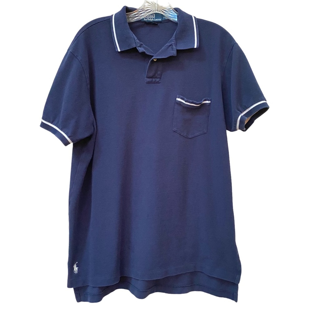 Vintage Polo Ralph Lauren Blue Custom Fit Polo Shirt Mens L